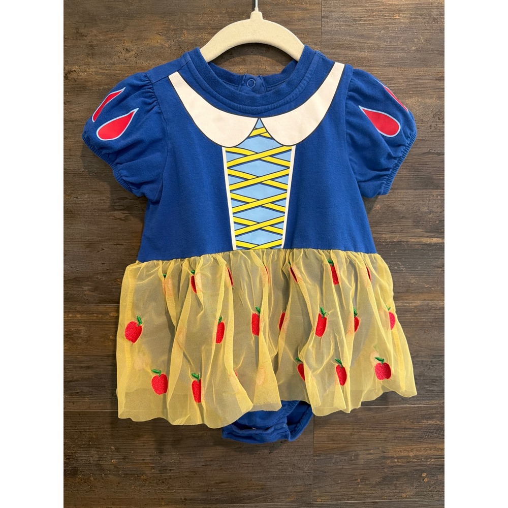 Disney Princess Snow White Tutu Bodysuit BoxLunch Blue Yellow 12M Apple Dress